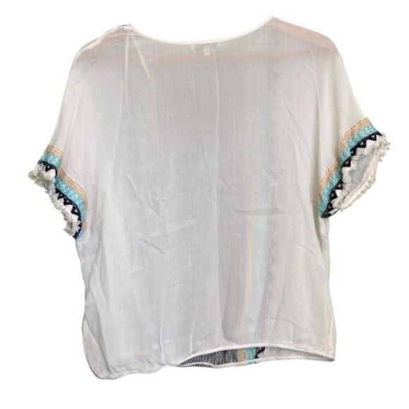 Democracy Threaded Detail Batwing Tassel Sleeve Blouse Top Small - Picture 7 of 8